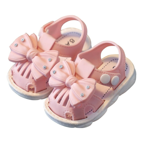 9-12 Months Toddler Girl Sandals Little Girl Summer Dress Shoes Lightweight Summer Girls' Sandals Anti-skid Soft Soles Small Children's Butterfly Decorative Princess Shoes Pink
