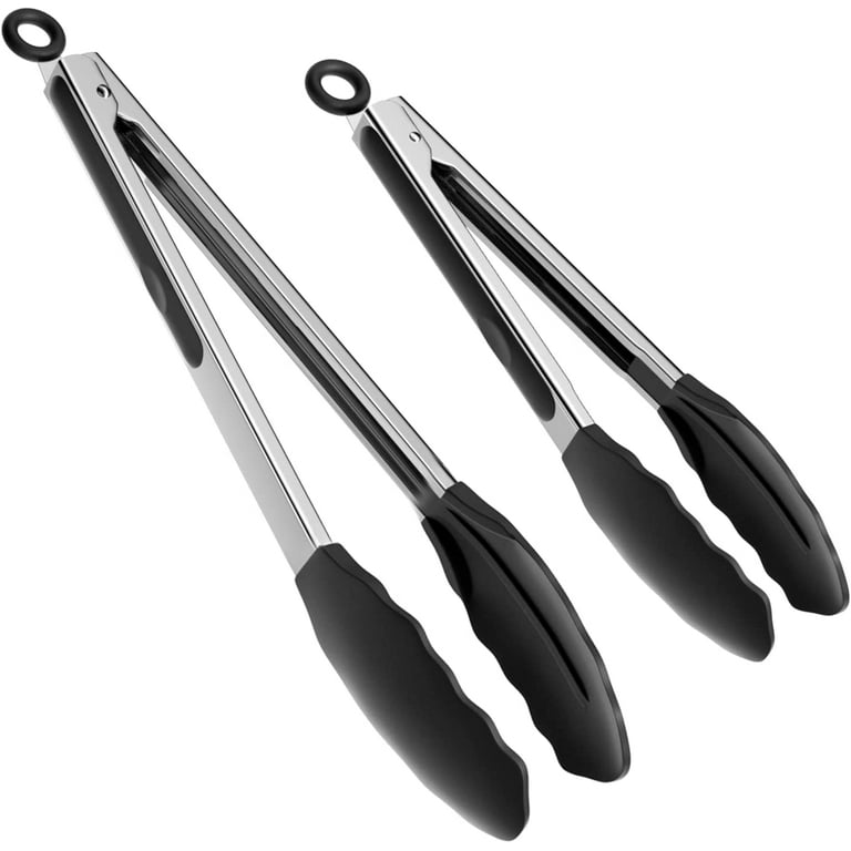 Premium Stainless Steel Kitchen Tongs With Silicone Tips With Locking 9  Inch 