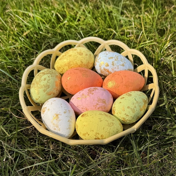 9/12Pcs Easter Speckled Eggs,Neutral Plastic Fake Chicken Eggs for Vase & Bowl Filler,DIY Easter Spring Home Party Favors and Wedding Table Decorations,for Vintage Home Table DIY Craft