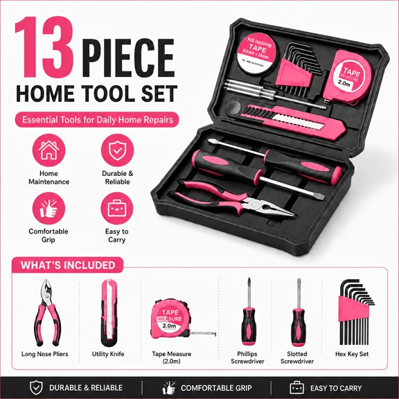 9/ 13 Pack Home Decoration Tool Kit - Multifunctional Combination Set with Durable Tools