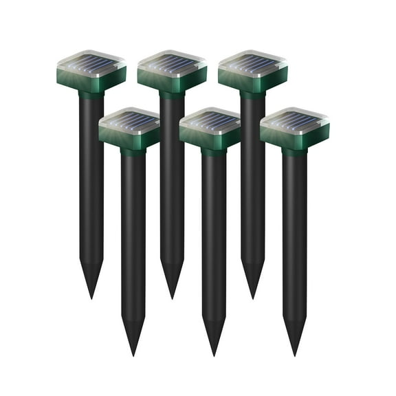 9.13Inch Solar Mole Repellent,Ultrasonic & Solar Powered Gopher Repellent,Waterproof Sonic Groundhog Repeller Rodent Gopher Deterrent Vole Chaser for Outdoor Use(6PC)
