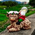 thumbnail image 1 of 9.13in Solar Gnome Riding Highland Cow Garden Statue with Globe Light Decor, Farmhouse Outdoor Solar Figurine Patio Yard Lawn Decorative Accent, 1 of 7