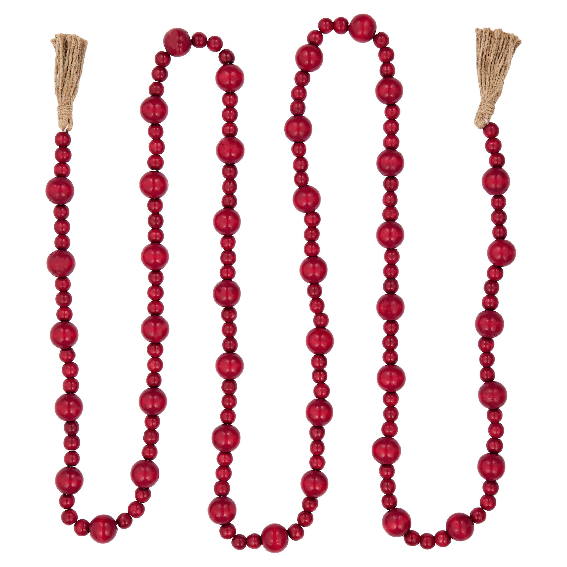 Wood Bead Christmas Garland, Red, 9', by Holiday Time