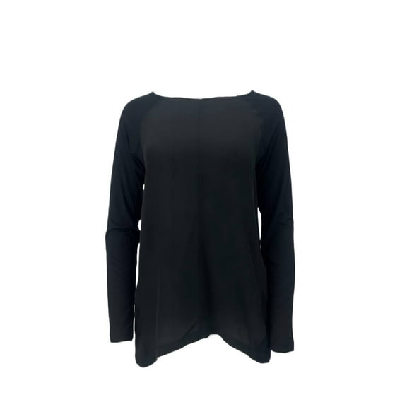 9/15 Women's Long Sleeve Lightweight Round Neck Top, Black, M