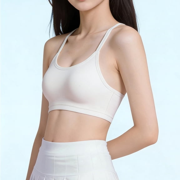 9-15 Years Girls Training Bra Teen Girls Bralette Cotton Built-in Padding Anti-Slip No Show Design One-Piece Seamless Design School Daily Wear White 14-15 Years