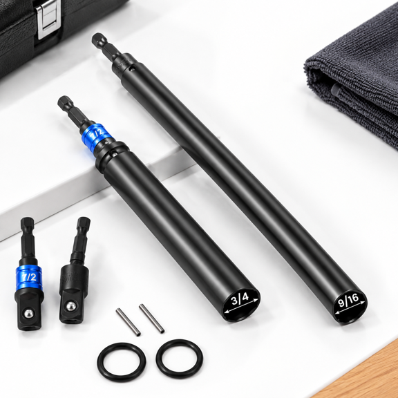 9/16"(14mm) Nut Driver 12" And 3/4"(19mm) 8" Deep Runner Hollow Socket W/ 1/4" Hex Shank 1/2" Drive For Ceiling Long Threaded Rod