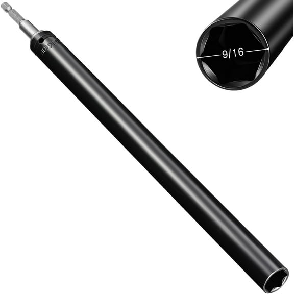 9/16"(14mm) Power Nut Driver, Nut Runner Hollow Socket with 1/4" Hex Shank, Fit Long Bolts and Ductwork for Overhead Fastening Applications Operations(1 Pack,10 Inch)