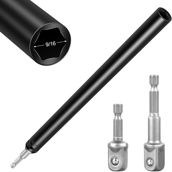 9/16"(14mm) Power Nut Driver Nut Runner Hollow Socket with 1/4" Hex Shank,Fit Long and Ductwork Power Nut Driver for Overhead Fastening Applications Operations (10 Inch)