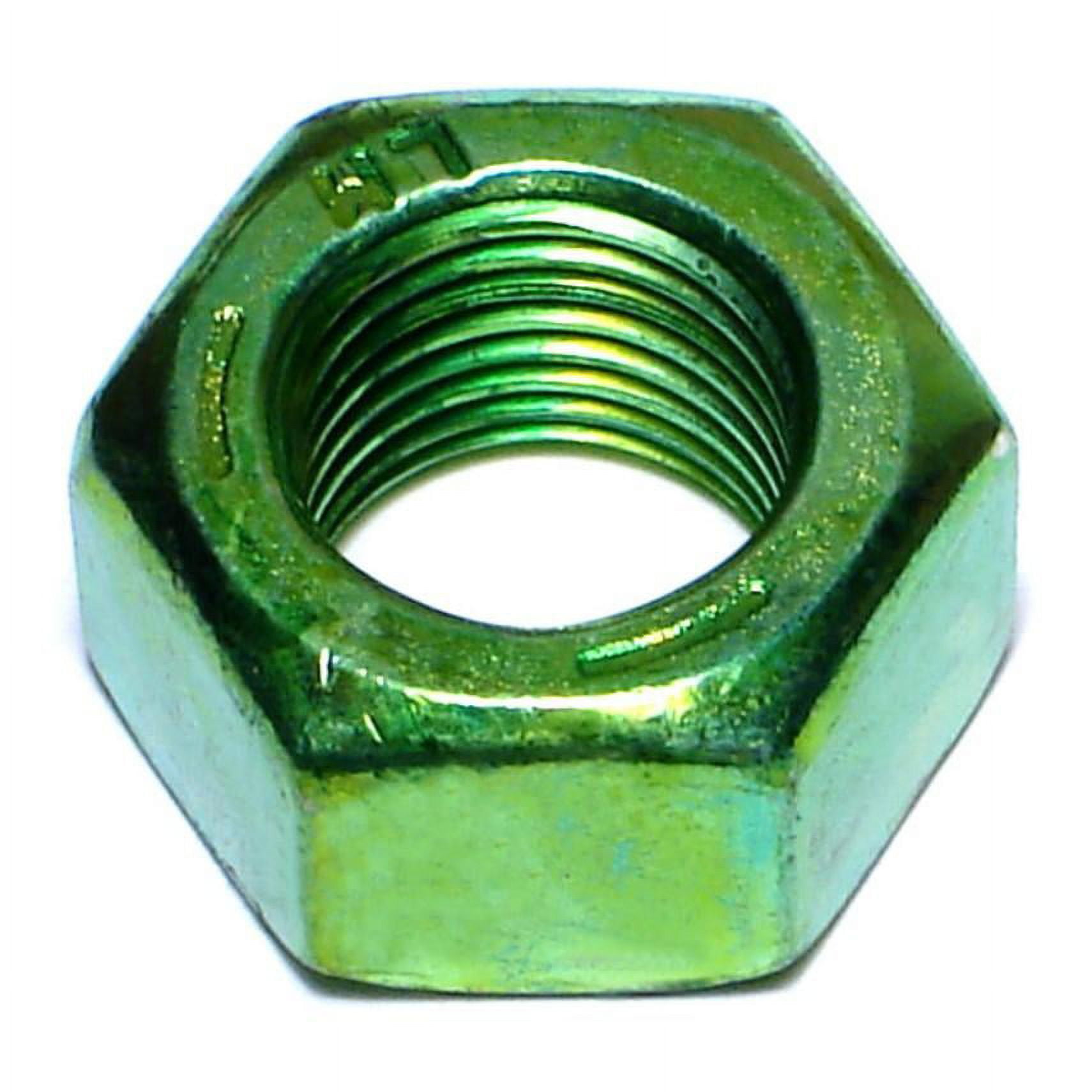 9/16"-18 Green Rinsed Zinc Plated Grade 5 Steel Fine Thread Hex Nuts (91 pcs.)