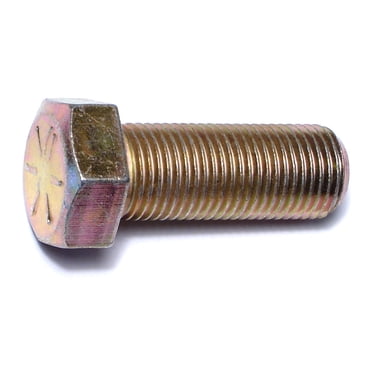 Grade 8 Yellow Zinc Hex Bolt - 5/16-24 X 1 Inch, Fine Thread, Alloy Steel, Full Thread