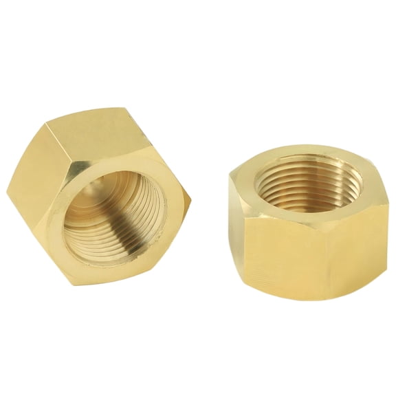 9/16" Female Thread Brass Hex Socket Plug End Cover, Blanked Stop Nut Globe Valve Fitting for Angle Valves, Kitchen Faucets and RV Water Pipe Joints, 2 PCS
