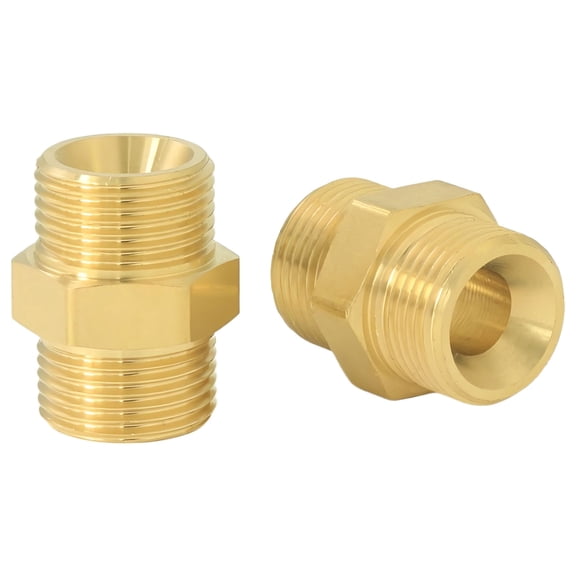 9/16" Male Thread to 9/16" Male Thread Brass Compression Adapter, Plumbing Water Supply Fitting for RV, Garden, Kitchen and Bathroom Faucets, 2 PCS