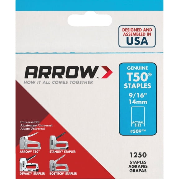 9/16" T50 Staples - 4 Packs 1250 Per Pack