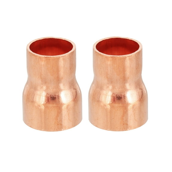 9/16" to 1/2" ID Copper Reducer 2pcs Pure Copper Reducing Coupling Fitting Pipe Tube Connector Adapter