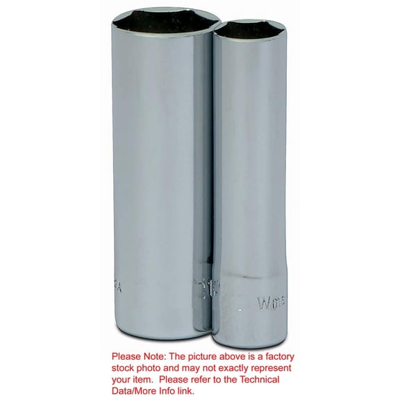 9/16" x 1/2" Drive 12 Point Deep Supertorque Socket, Chrome Finish. Not Suitable For Impact Use. Williams USA # JHWSD-1218