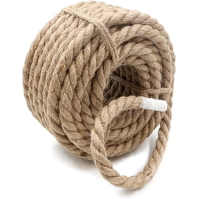 Natural Jute Rope – 9/16 Inch (14mm) x 50 FT, Thick Twist Rope for Porch Swing, Railing, Landscaping & Home Décor
