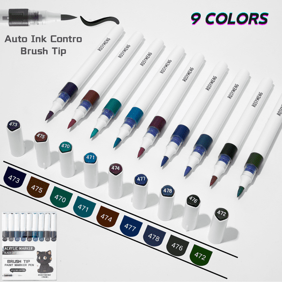 9/162 Colors Brush Tip Acrylic Paint Pens, Automatic Ink Control Acrylic Paint Art Markers for Rock Painting, DIY & Art Supplies