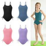 9-16T Girls Summer One Piece Swimsuits with Drawstring Adjustable ...