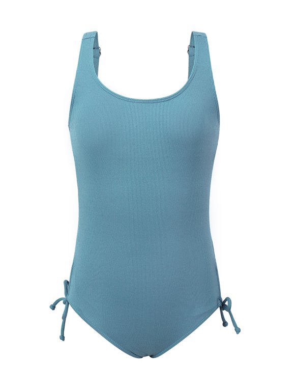9-16T Girls Summer One Piece Swimsuits with Drawstring Adjustable Spaghetti Strap Ribbed Swimwear Bathing Suit, Size 9-16 Years