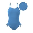 thumbnail image 1 of 9-16T Girls Summer One Piece Swimsuits with Drawstring Adjustable Spaghetti Strap Ribbed Swimwear Bathing Suit, Size 9-16 Years, 1 of 8