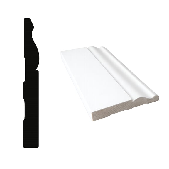 Timber Valley Primed Finger Jointed Pine Baseboard Trim & Molding, Paint-Ready Interior Wood Trim, 96" x 3-1/4" x 9/16", 12-Pack, 96 LF