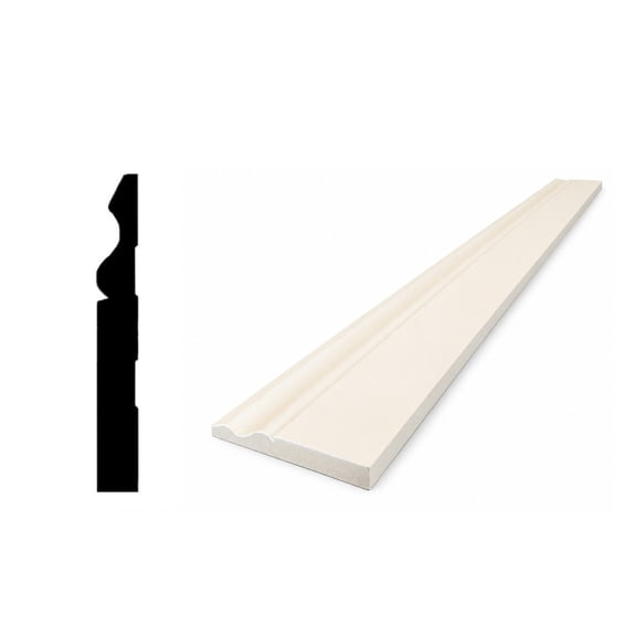 MDF Primed Baseboard Trim & Molding, Paint-Ready Interior Wall Trim, 96" L x 5-1/4" H x 9/16" D, 12-Piece / 96 LF Bundle