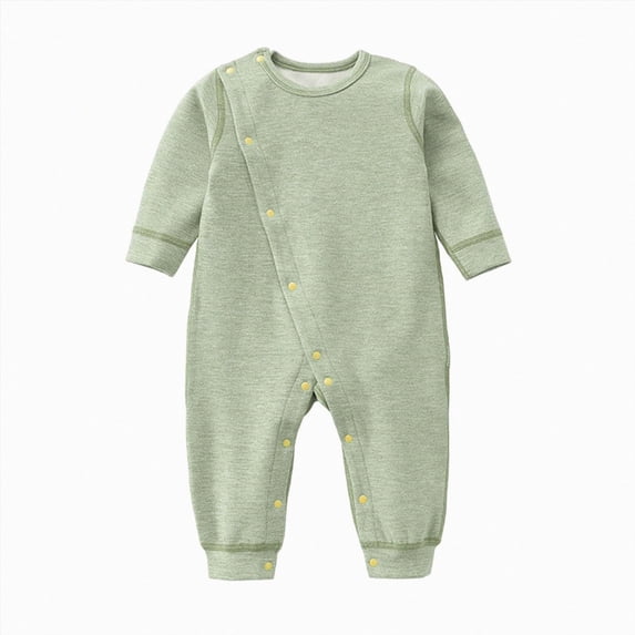 9-18 Months Infant One-Piece Romper Baby Boy Girl Button Front Sleep Play Footed Sleeper Long Sleeve Pyjamas Baby Cotton Sleepsuit Baby Footed Pajam Green Newborn Gift