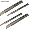 thumbnail image 1 of 9 & 18mm Razor Blade Retractable Metal Body Utility Knife Set - 6 Total Pieces - Silver, 1 of 1