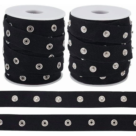 9.1m/10 Yards Snap Tape for Sewing 0.8 Inch Wide Snap Button Tape Cotton Crafts Metal Snap Tape Trim Snaps for Tape Ribbons for Clothes DIY Sewing Crafts