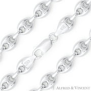 9.1mm Puffed Marina / Mariner Link Italian Chain Necklace in .925 Sterling Silver