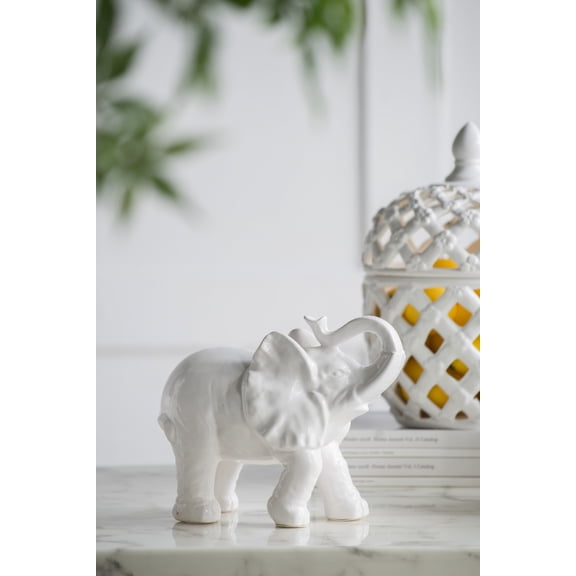 9.1x4.2x7.5" Trumpeting Elephant Accent