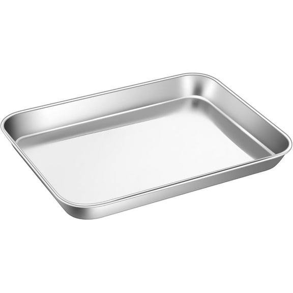 9.1x4.6x1In Metal Baking Cake Pan,Mini Toaster Oven Tray,Dishwasher Safe,Reusable Silver Rectangle Oven Baking Pan