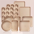thumbnail image 1 of 9/2/4pcs Golden Diamond-Texture Nonstick Bakeware Sets, Steel Baking Sheet Roasting Pan Cookie Sheets, Baker Kitchen Cookware, 1 of 12