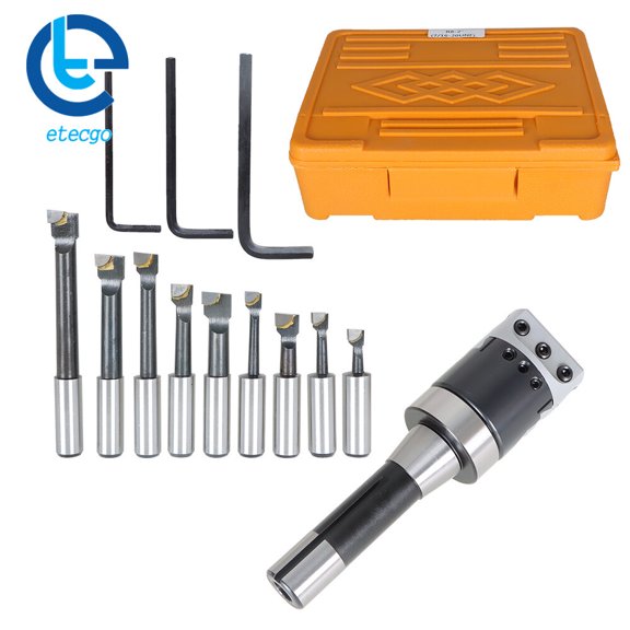9 2" Boring Head R8 Shank 1/2" Carbide Boring Bar Set