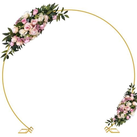 9.2 FT Large Circle Balloon Arch Stand Gold Metal Round Arch Backdrop Stand for Wedding Ceremony Birthday Party Bridal Shower Anniversary Background Decoration