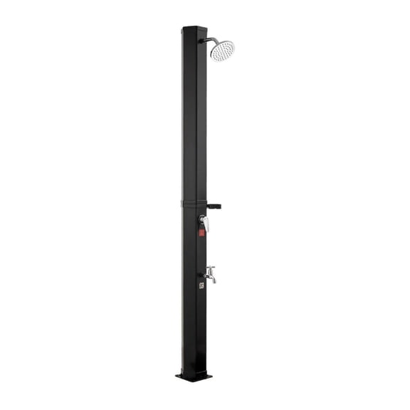 9.2 Gal Solar Shower, Outdoor Heated Shower 6.4ft, Hot/Cold Water, Foot Rinse, Soap Dish, Freestanding for Pool Beach Backyard