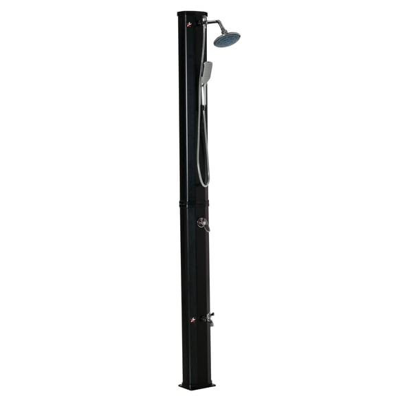 9.2 Gallon Outdoor Solar Shower with Temperature Control Rainfall and Handheld Spray Brown