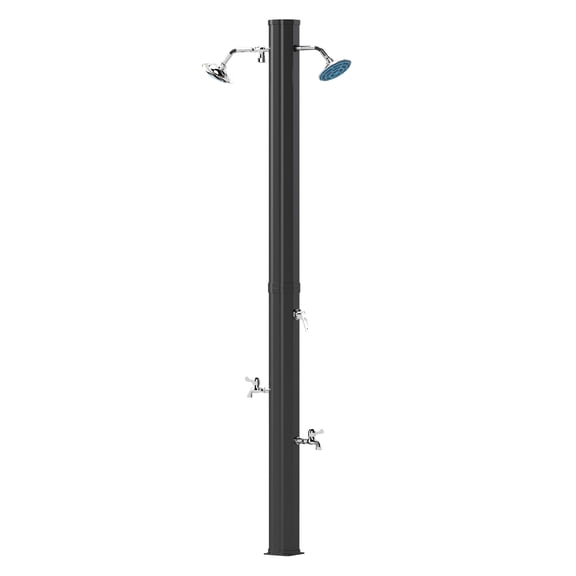9.2 Gallon Solar Outdoor Shower with Rotating Heads & Foot Wash, Black