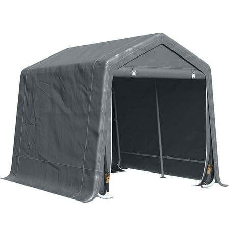 9.2' x 7.9' Garden Garage Storage Tent, Metal Frame Bike Shed w/ Zipper Doors