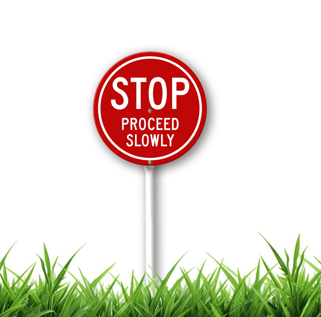 Proceed Quickly Sign 9.2 x 9.2 inch Stop Proceed Slowly Sign with Stake for Yard,Yard Sign ...