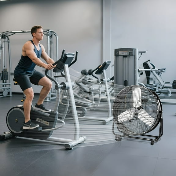 9/20-Inch High-Velocity Industrial Floor Fan with 3 Speeds, Metal Construction And Blades, Ideal for Industrial & Commercial Spaces