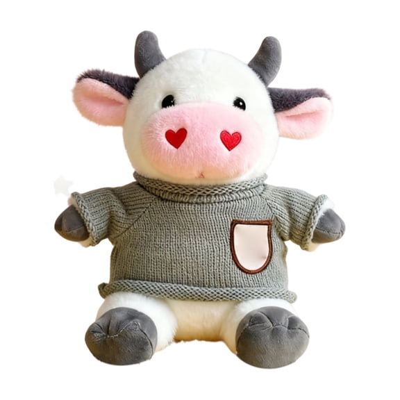 9" 2026 Popular Heart-Nostril Little Cow plush, Pink Nose & Multi-Style Clothes, Multiple Styles Available-Animal Plush Toy Stuffed Kids Toy Gift for Boy Baby Hug Animal - Lifelike Stuffed Animal