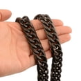 thumbnail image 1 of 9-21mm Black Tone Men Stainless Steel Curb Cuban Chain Necklace or Bracelet, 1 of 5