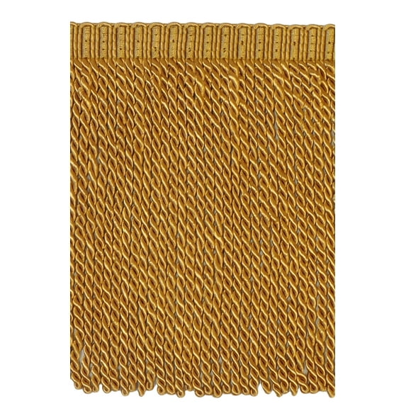 9" (22.5cm) Long Traditional Bullion Fringe Trim with Fancy Knitted Header, Antique Gold (Dark Yellow Gold) Sold By The Yard (36"/3 ft/0.9m)