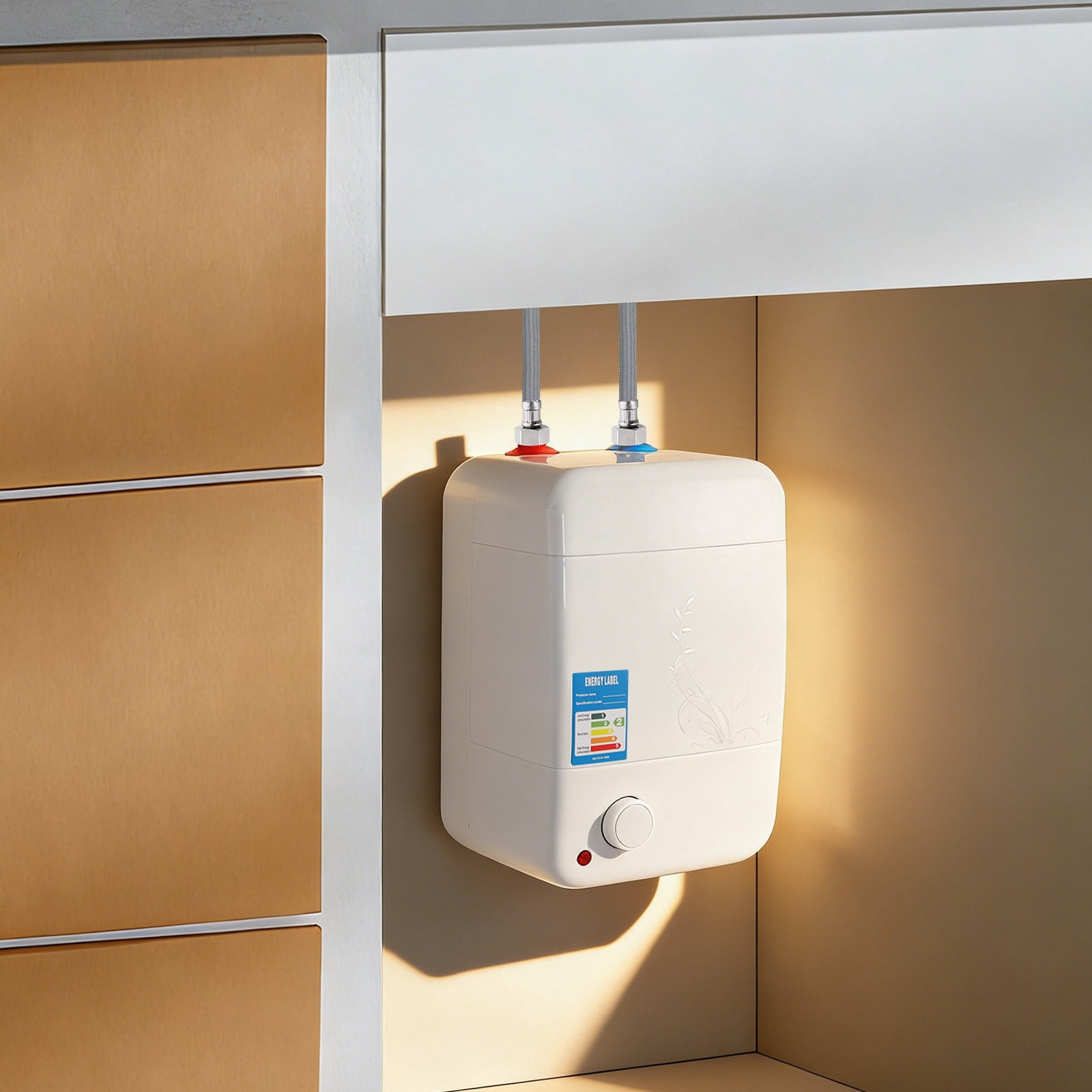 9.25*9.25*13.78in Rectangular Electric Tank Instant Water Heater Hot Shower Kitchen Heater 7L 110V 1500W