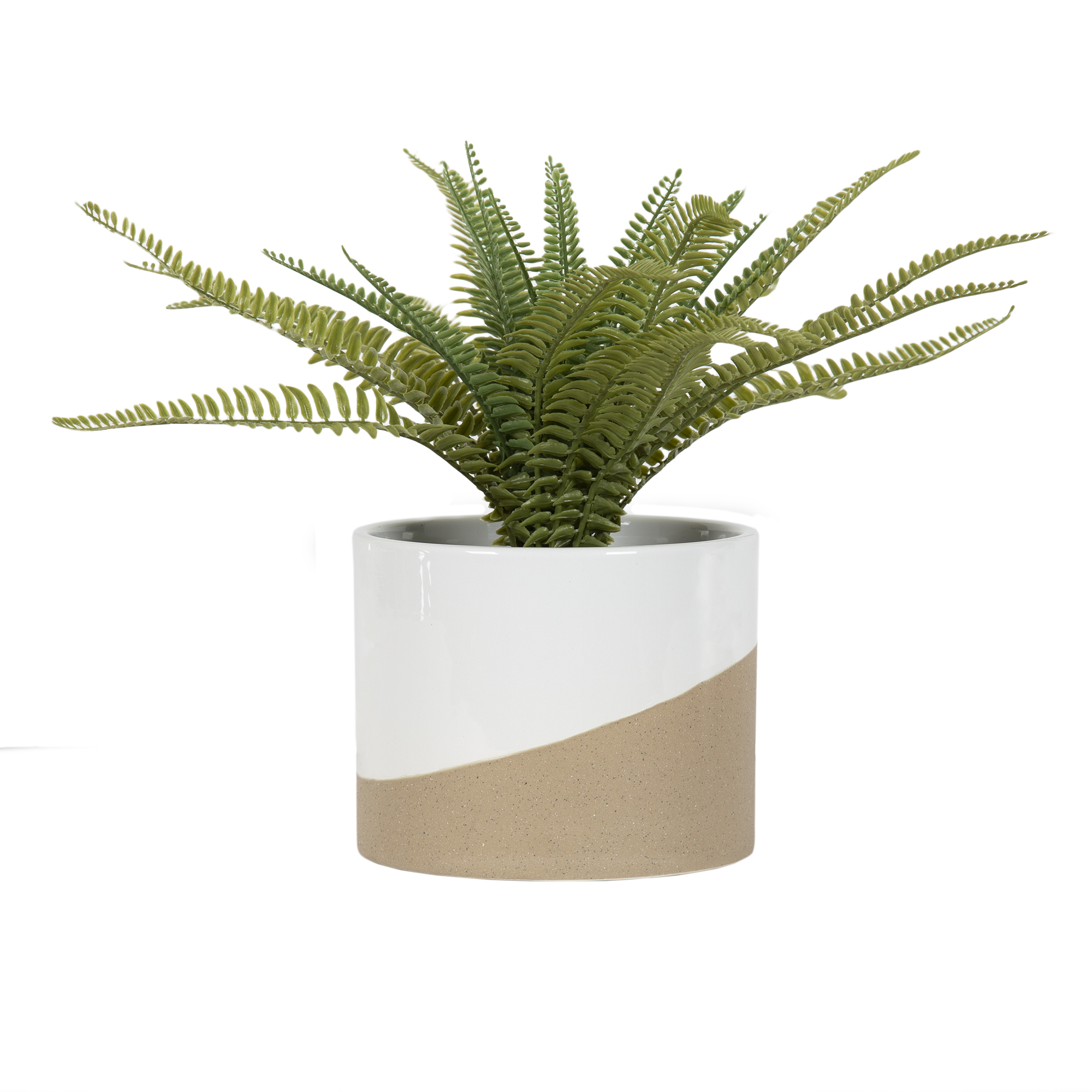 9.25" Artificial Fern Plant in Tan and White Ceramic Pot by Better Homes & Gardens - image 1 of 9