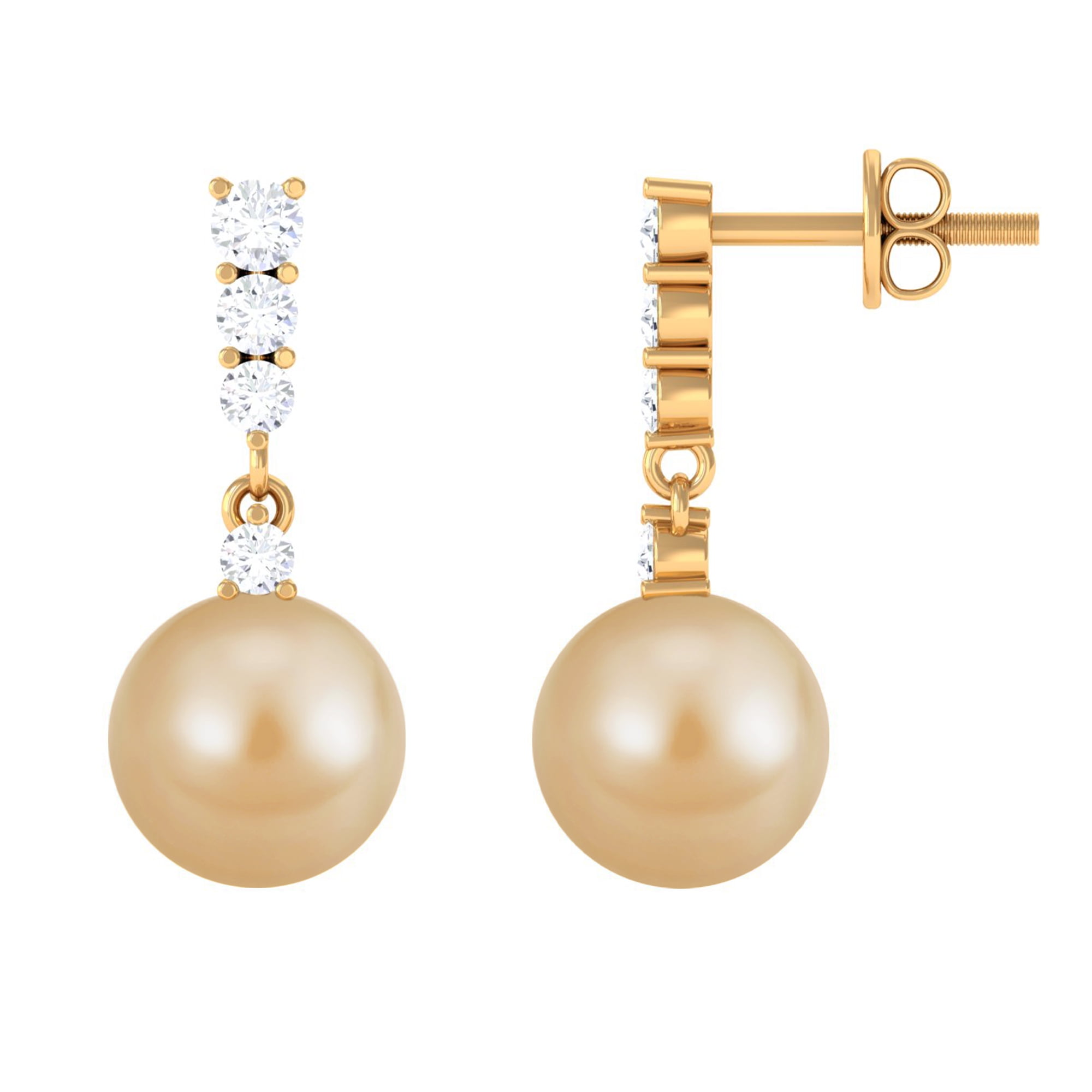 9.25 CT Diamond Earrings with South Sea Pearl Drop, Pearl