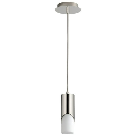 9.25 Inch 5.1W 1 Led Short Pendant-Polished Nickel Finish-Satin Opal Glass Color-3000 Color Temperature Oxygen Lighting 3-667-120