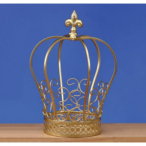 9.25 Inch Gold Wired Metal Crown Stand Party Decoration Centerpiece