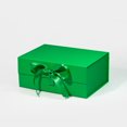 thumbnail image 1 of 9.25"X6.7"X3.93" Geoto A5 Deep Size Gift Wrapping Box, Magnetic Closure Collapsible White Black Magnet Gift Packaging Box(Green with Ribbon), 1 of 2